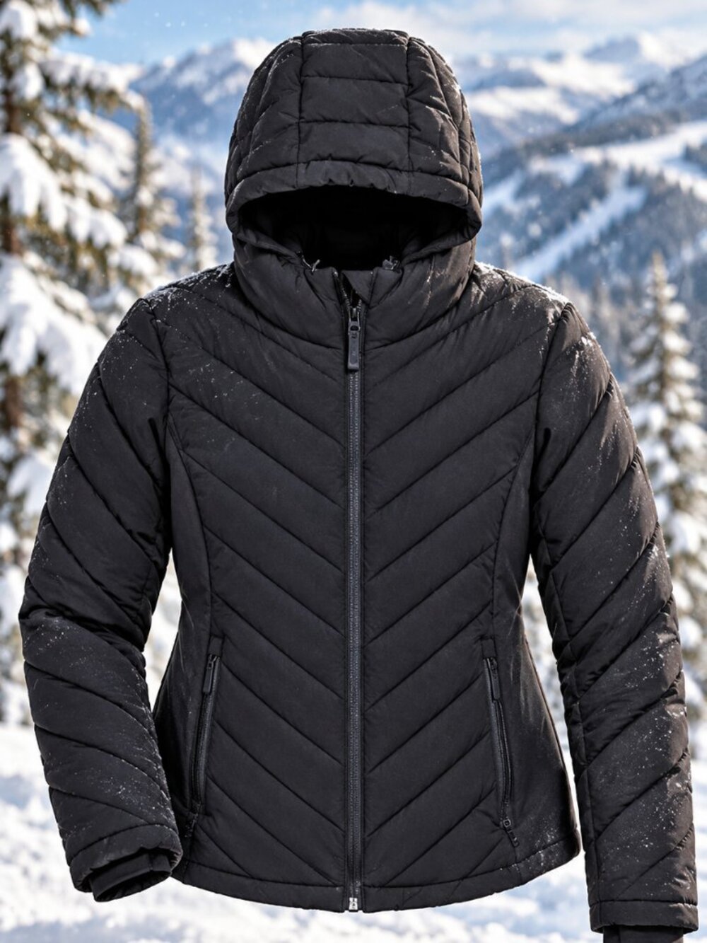 Calvin Klein Black Scuba Puffer Jacket Hooded Quilted Women's S ❄️